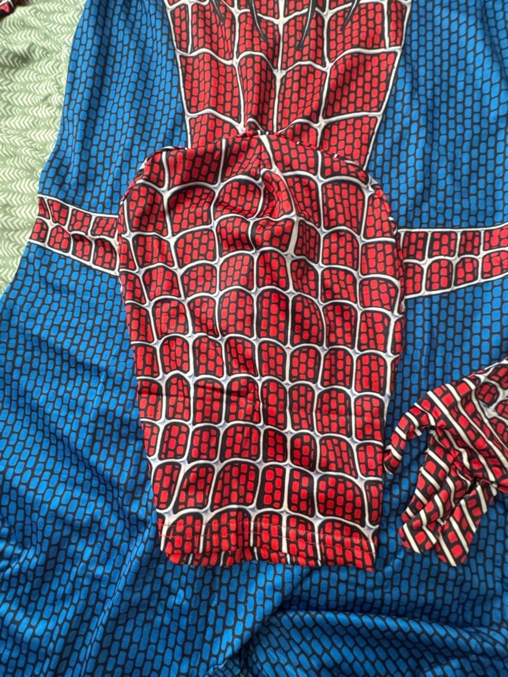 New adult Red & Blue Superhero Costume with Mask 190 cms up 6 ft tall - Picture 5 of 5
